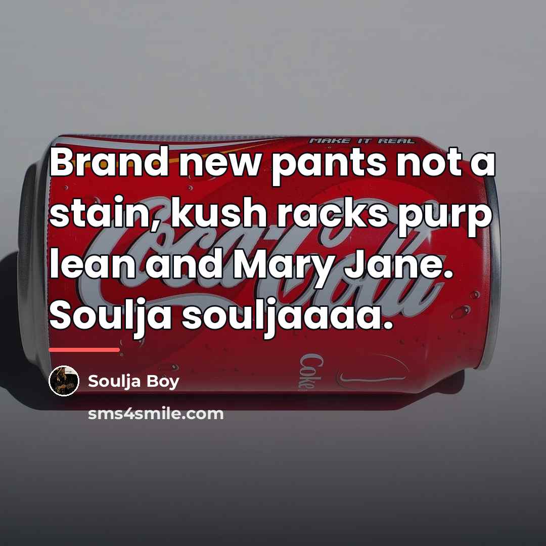 “Brand new pants not a stain, kush racks purp lean…” quote by Soulja Boy