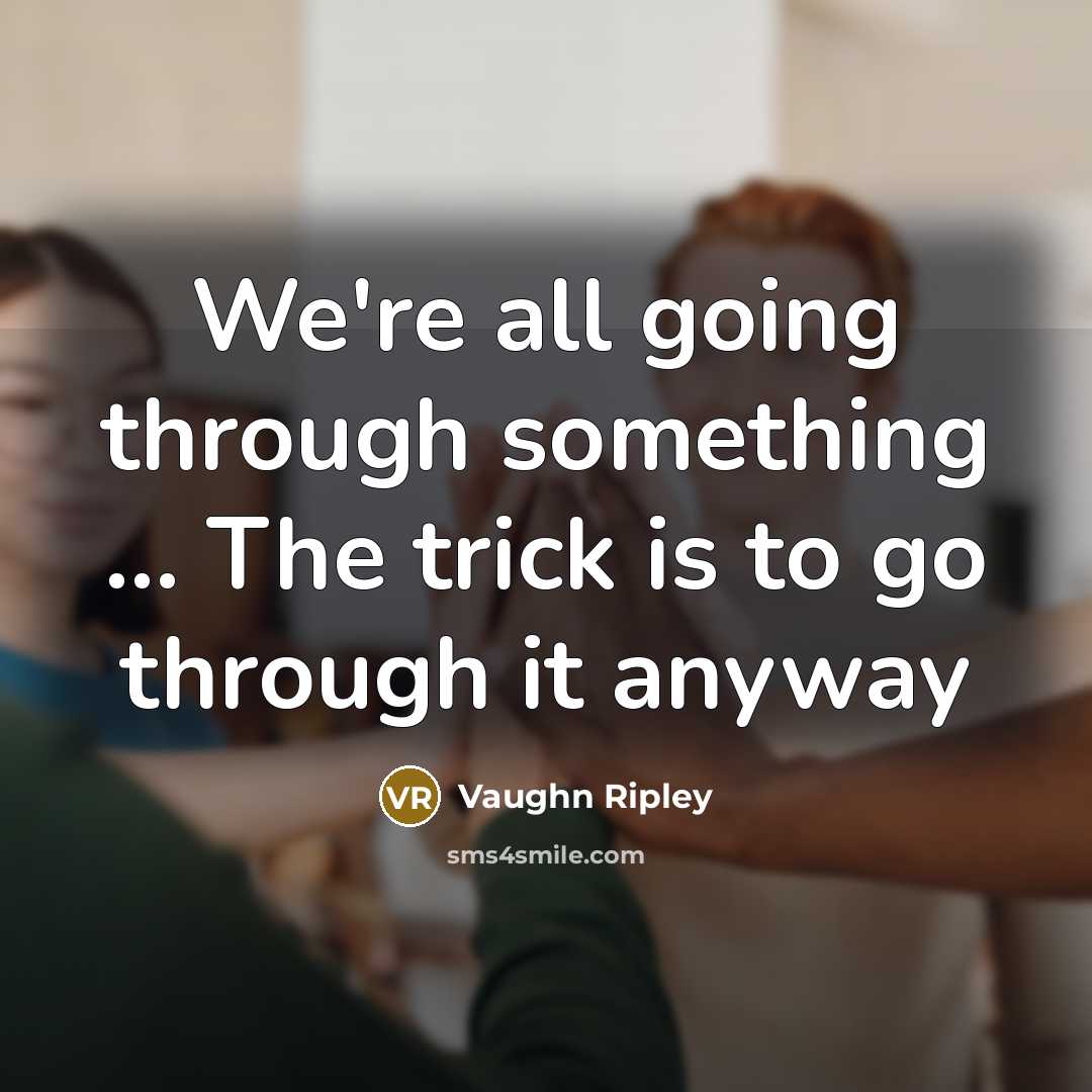 “We're all going through something ... The trick is to…” quote by Vaughn Ripley
