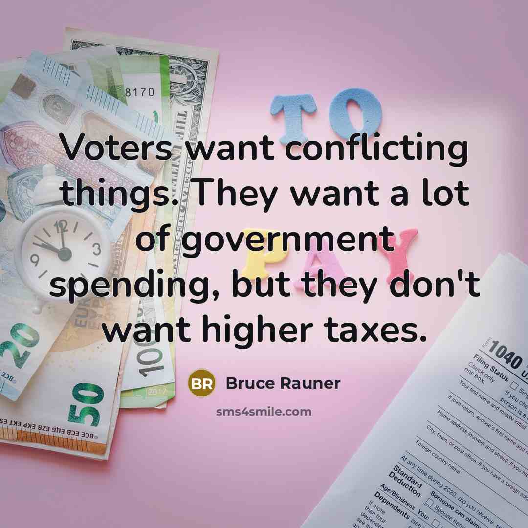 “Voters want conflicting things. They want a lot of government…” quote by Bruce Rauner