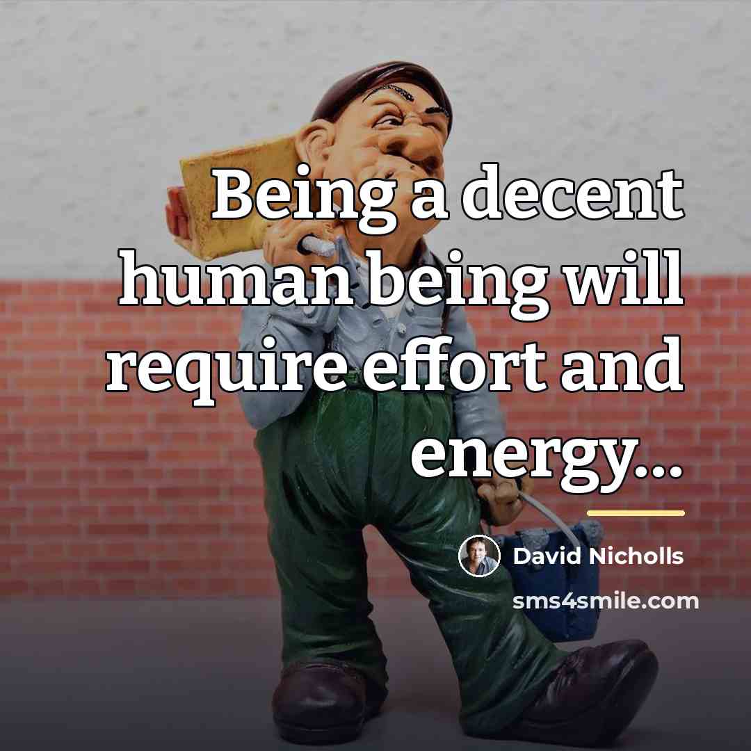 “Being a decent human being will require effort and energy…” quote by David Nicholls