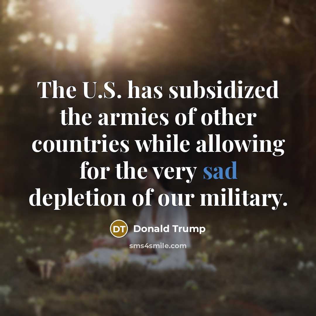 “The U.S. has subsidized the armies of other countries while…” quote by Donald Trump