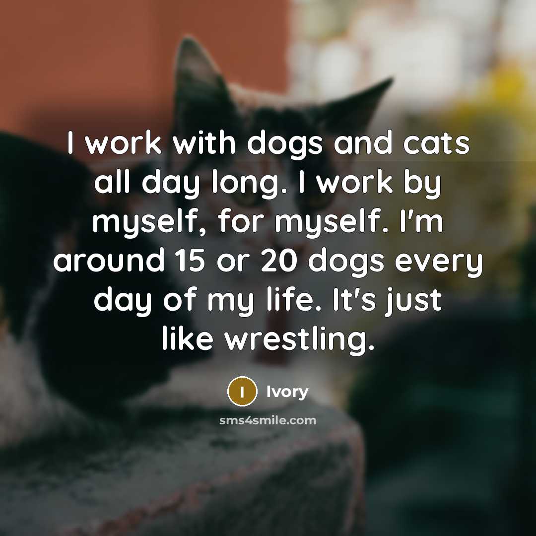 “I work with dogs and cats all day long. I…” quote by Ivory