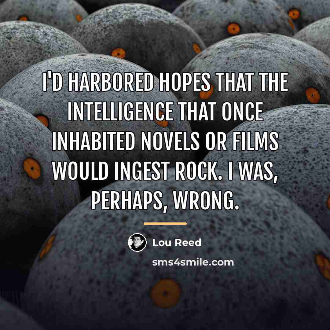 “I'd harbored hopes that the intelligence that once inhabited novels…” quote by Lou Reed