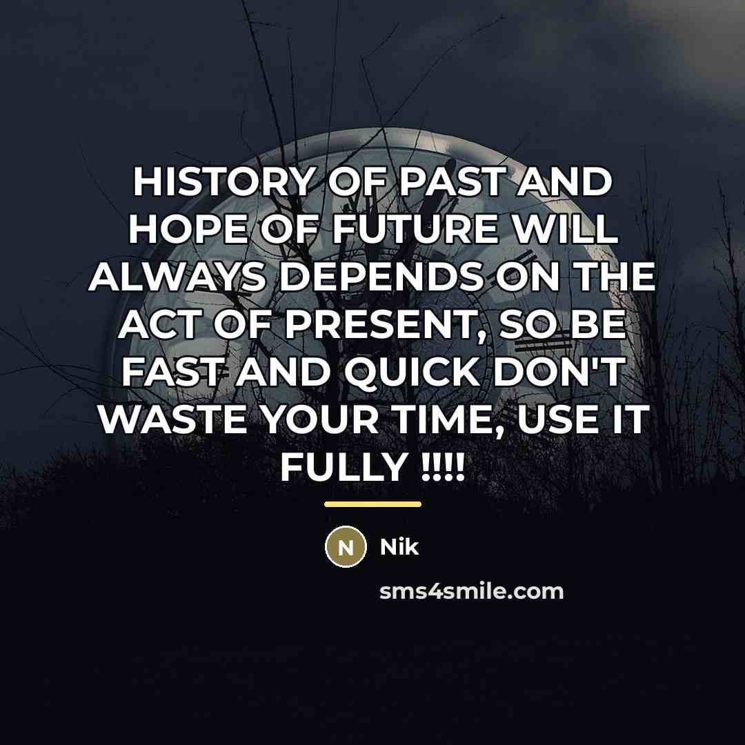 “HISTORY OF PAST AND HOPE OF FUTURE WILL ALWAYS DEPENDS…” quote by Nik