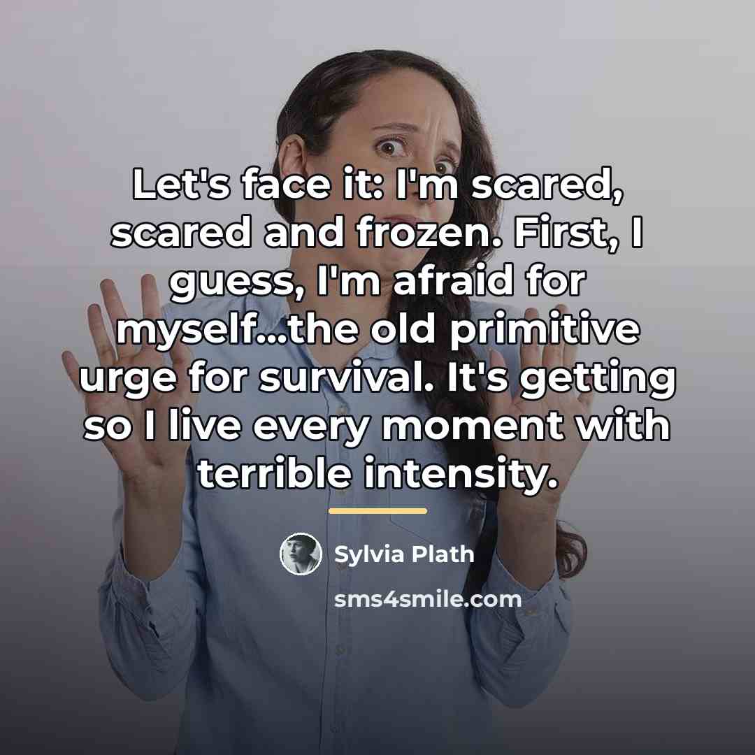 “Let's face it: I'm scared, scared and frozen. First, I…” quote by Sylvia Plath
