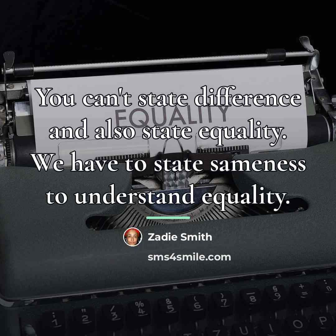 “You can't state difference and also state equality. We have…” quote by Zadie Smith