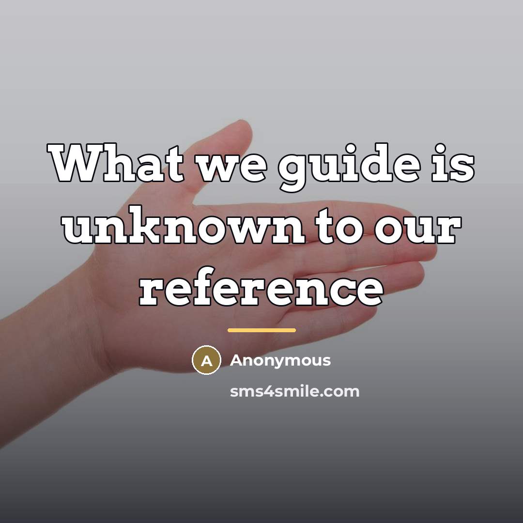 “What we guide is unknown to our reference…” quote by Anonymous