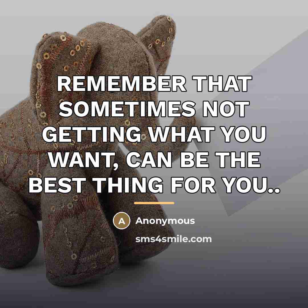 “REMEMBER THAT SOMETIMES NOT GETTING WHAT YOU WANT, CAN BE…” quote by Anonymous