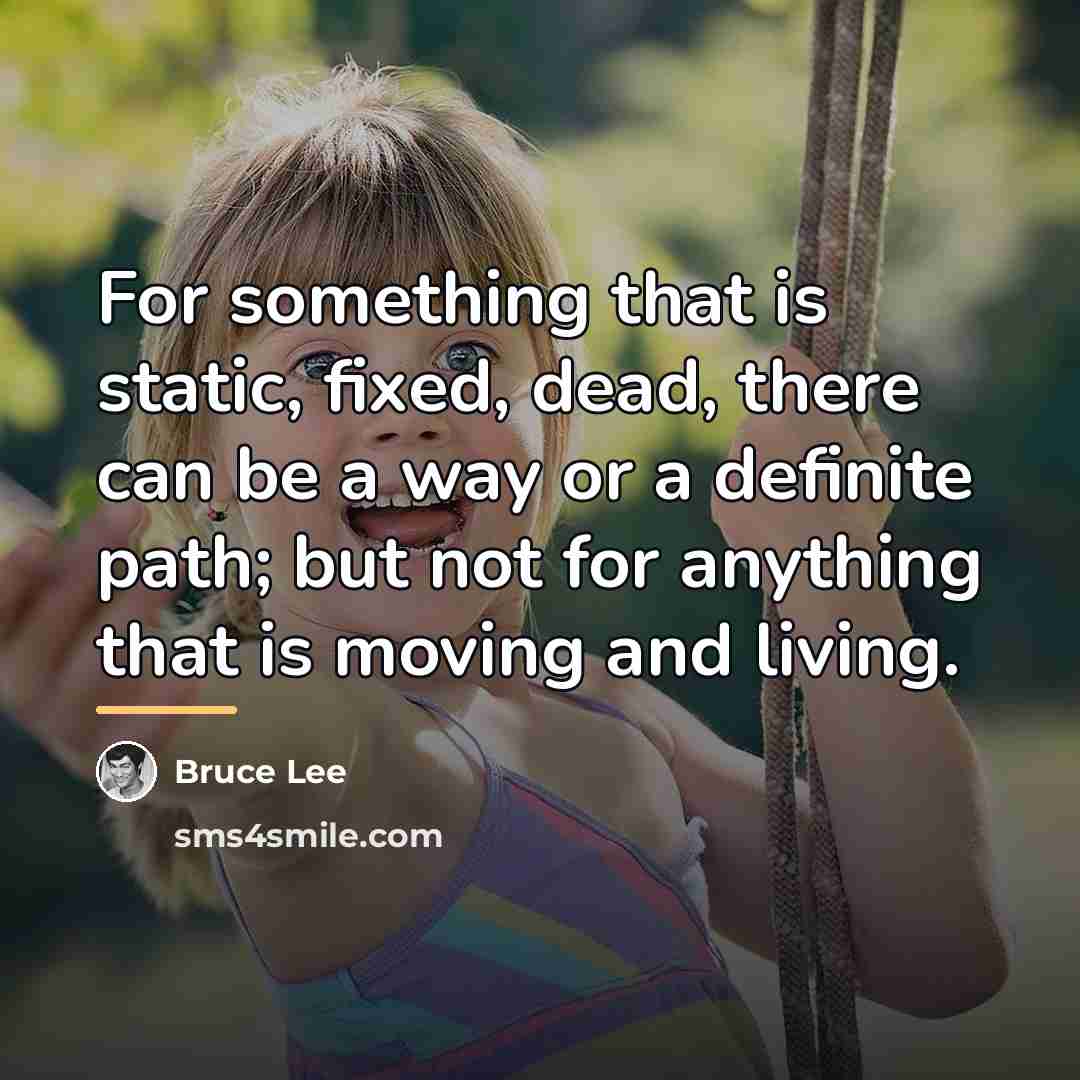 “For something that is static, fixed, dead, there can be…” quote by Bruce Lee