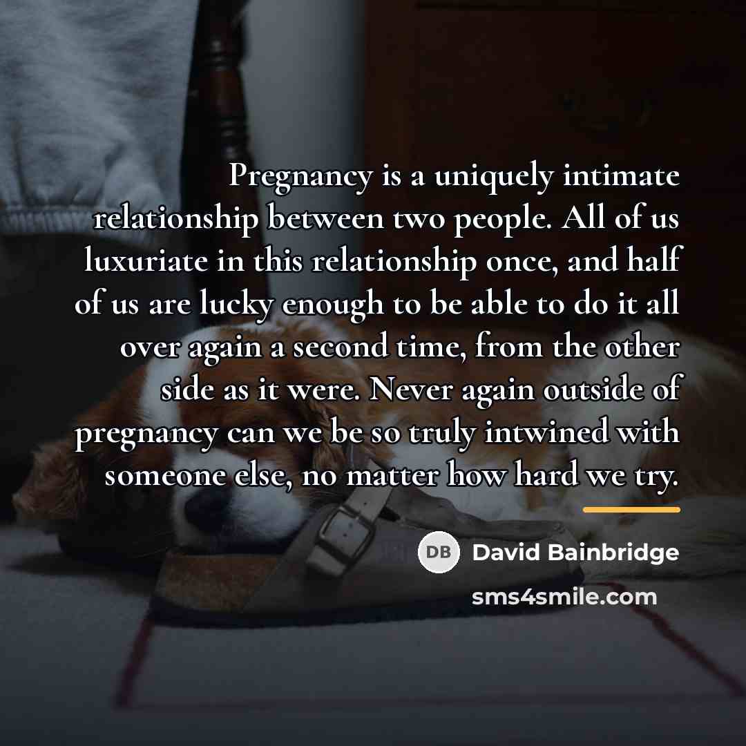 “Pregnancy is a uniquely intimate relationship between two people. All…” quote by David Bainbridge