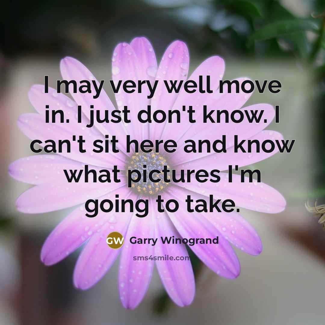 “I may very well move in. I just don't know.…” quote by Garry Winogrand
