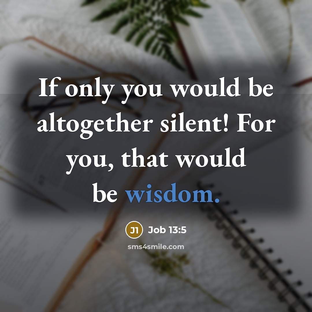 “If only you would be altogether silent! For you, that would be wisdom.” quote by Job 13:5