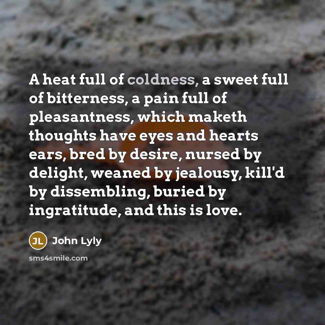 “A heat full of coldness, a sweet full of bitterness,…” quote by John Lyly