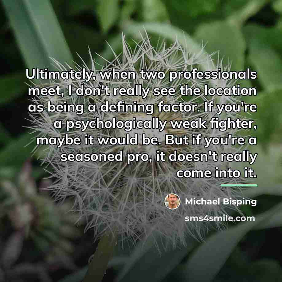 “Ultimately, when two professionals meet, I don't really see the…” quote by Michael Bisping