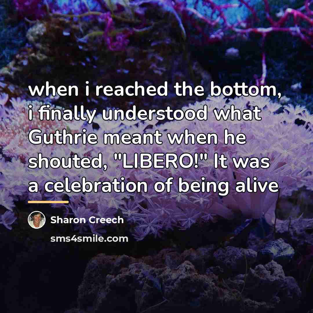 “when i reached the bottom, i finally understood what Guthrie…” quote by Sharon Creech