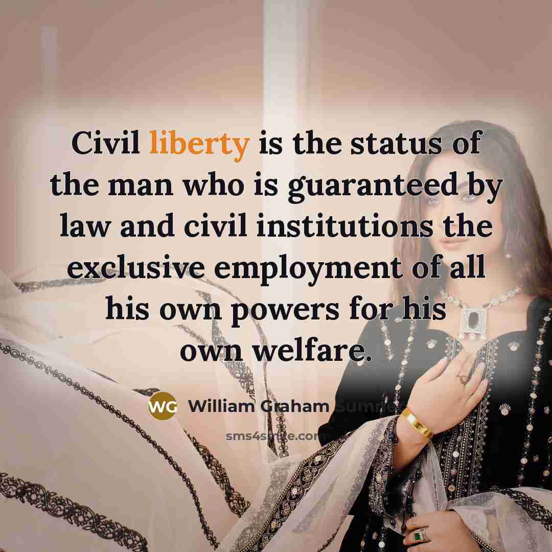 “Civil liberty is the status of the man who is…” quote by William Graham Sumner