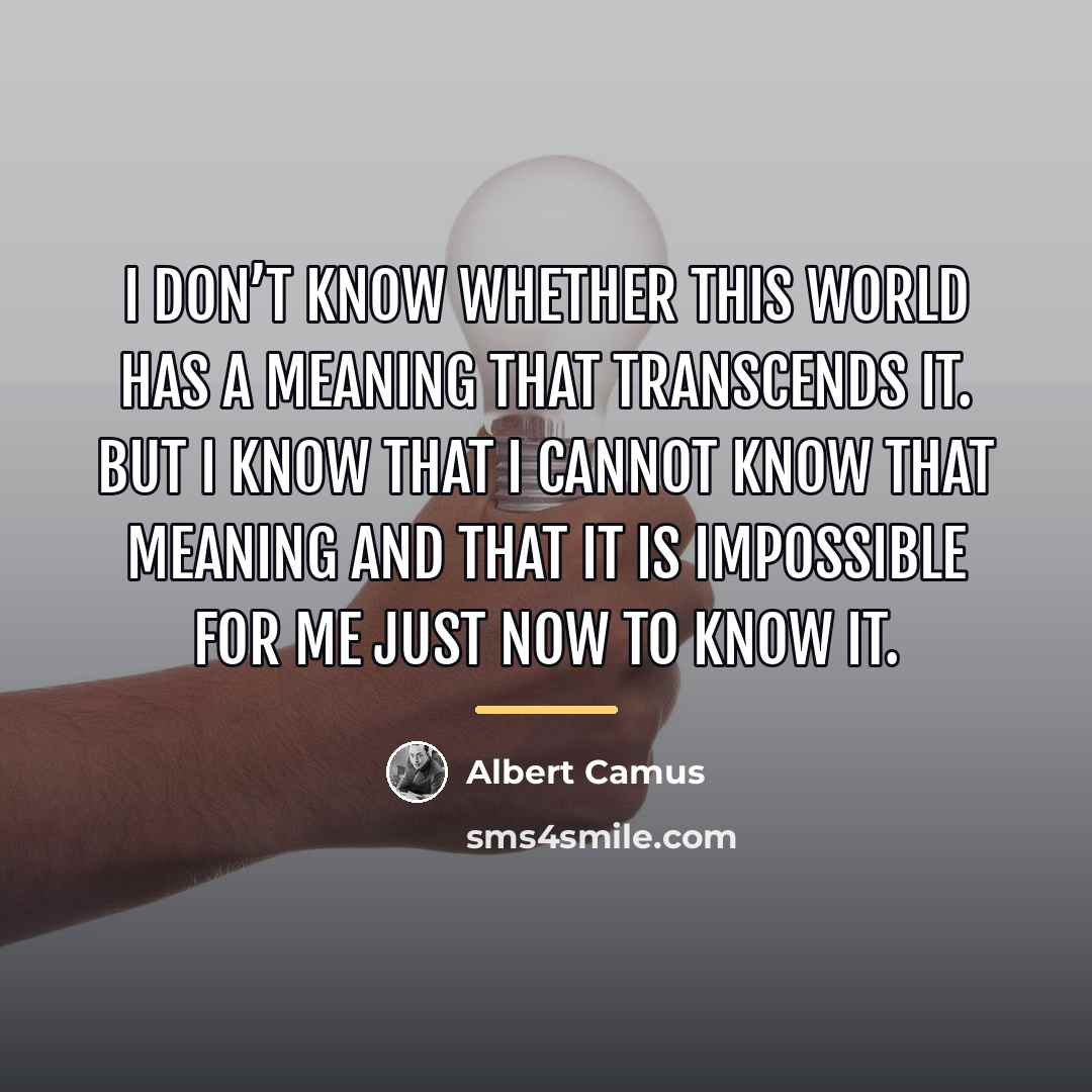 “I don’t know whether this world has a meaning that…” quote by Albert Camus
