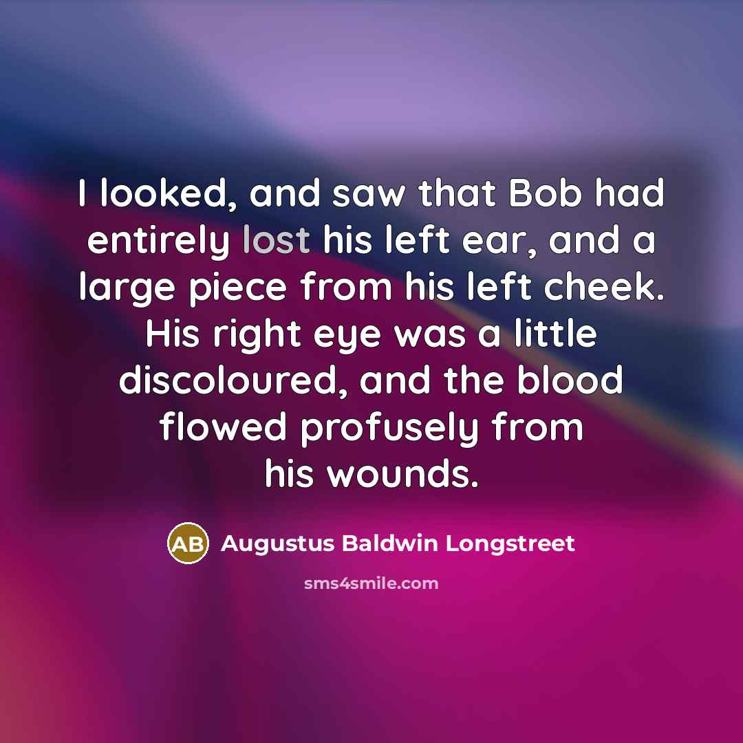 “I looked, and saw that Bob had entirely lost his…” quote by Augustus Baldwin Longstreet