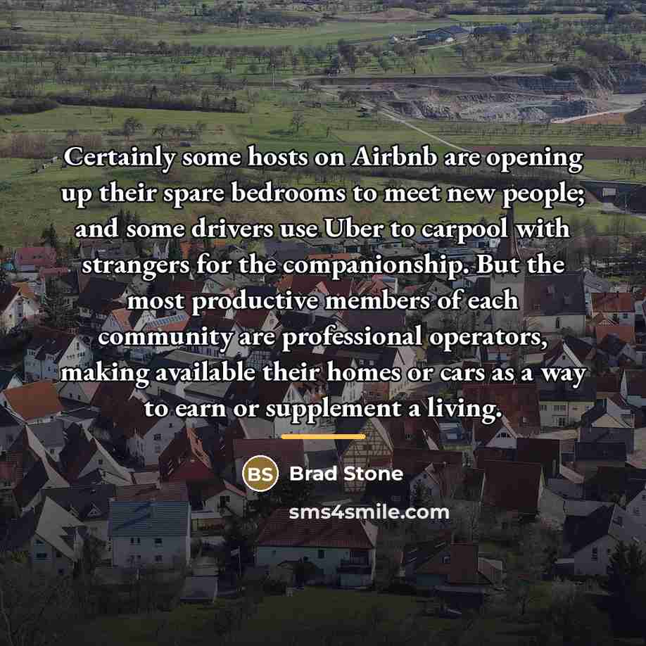 “Certainly some hosts on Airbnb are opening up their spare…” quote by Brad Stone