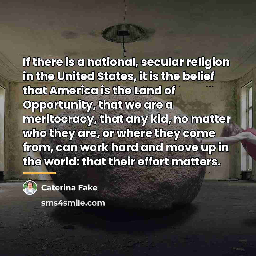 “If there is a national, secular religion in the United…” quote by Caterina Fake