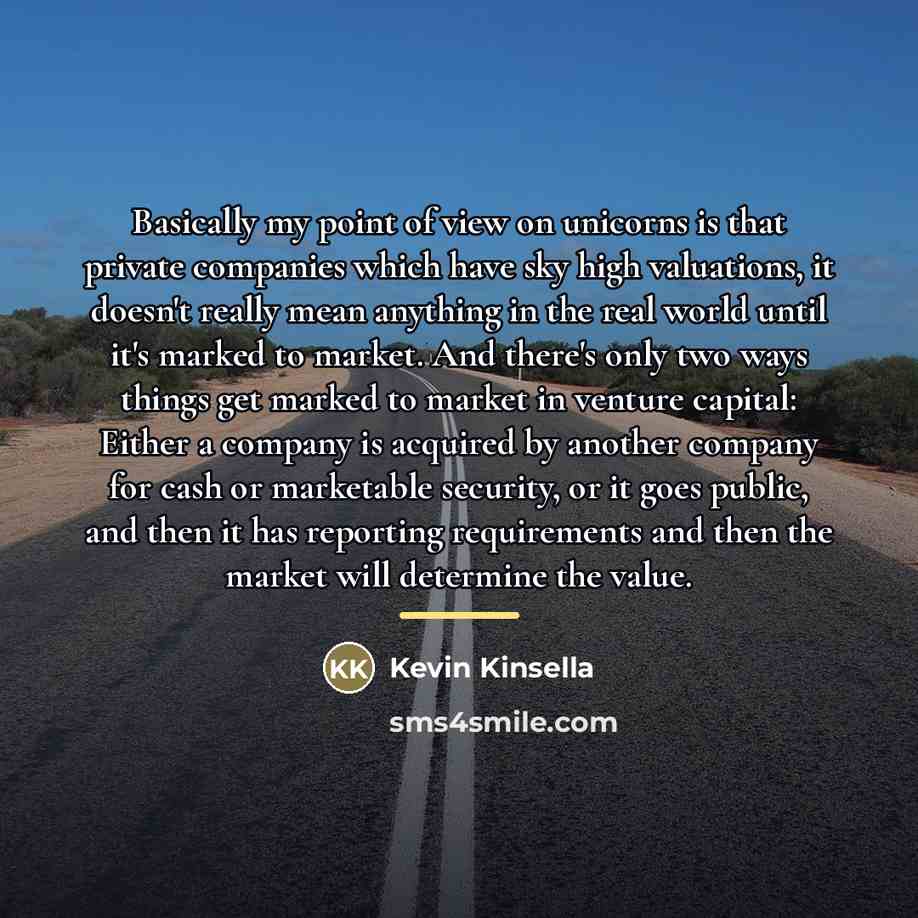 “Basically my point of view on unicorns is that private…” quote by Kevin Kinsella