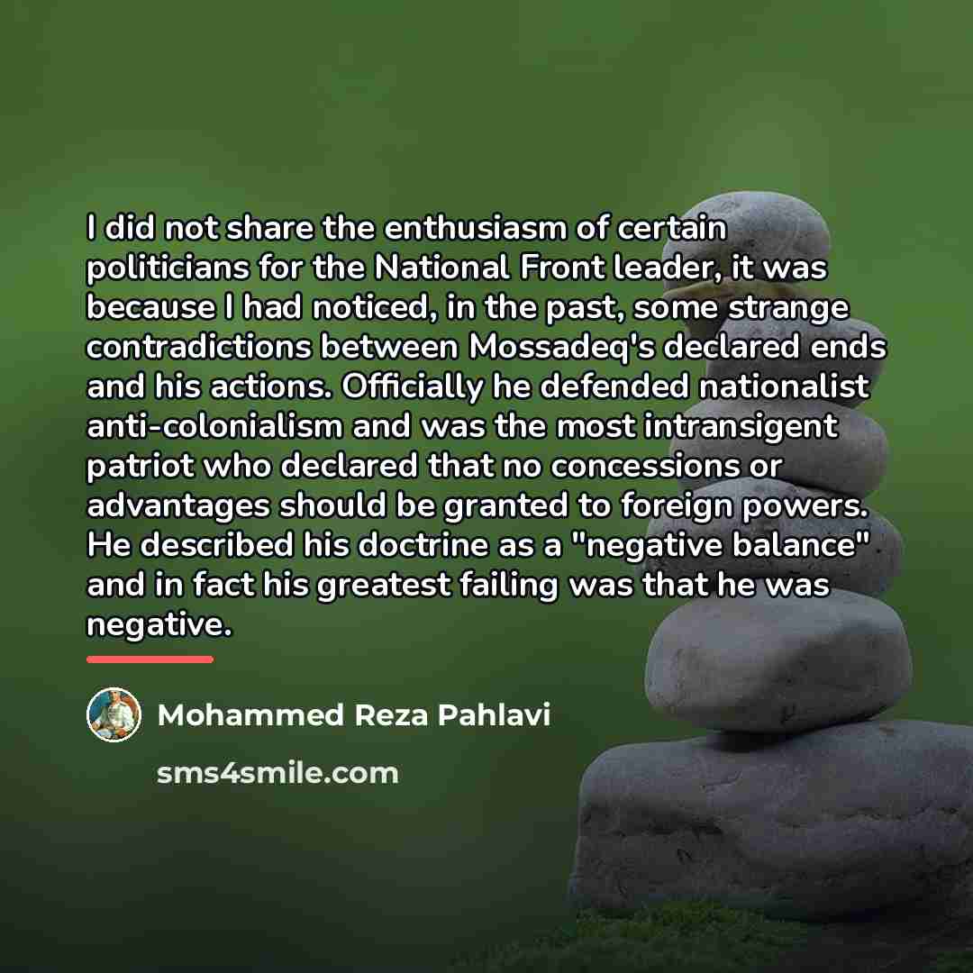 “I did not share the enthusiasm of certain politicians for…” quote by Mohammed Reza Pahlavi