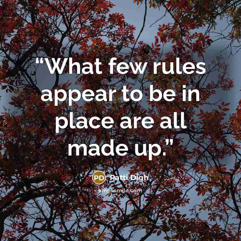 “What few rules appear to be in place are all made up.” quote by Patti Digh
