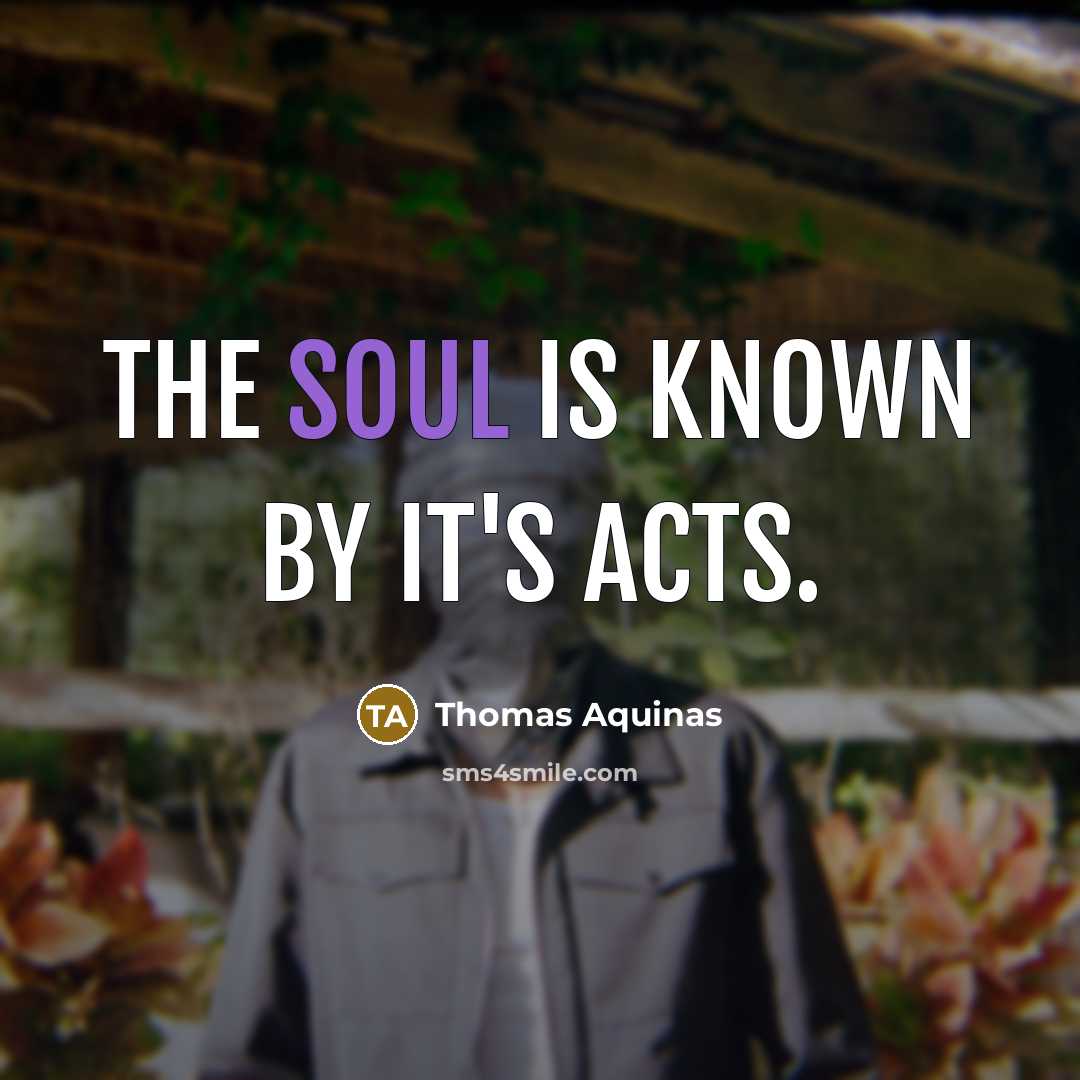 “The soul is known by it's acts.” quote by Thomas Aquinas