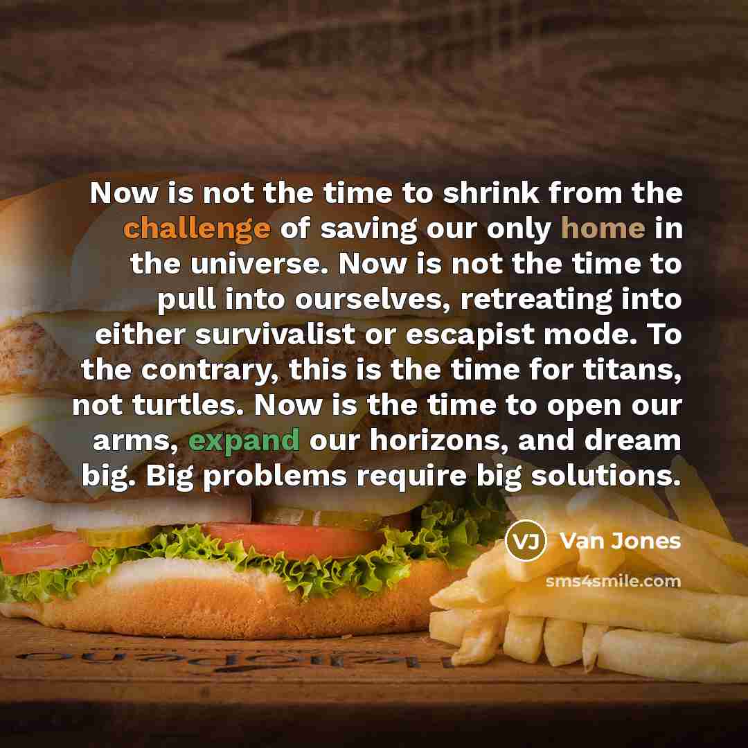 “Now is not the time to shrink from the challenge…” quote by Van Jones