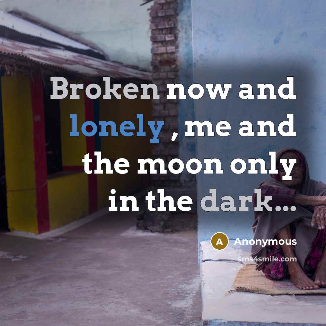 “Broken now and lonely , me and the moon only in the dark...” quote by Anonymous