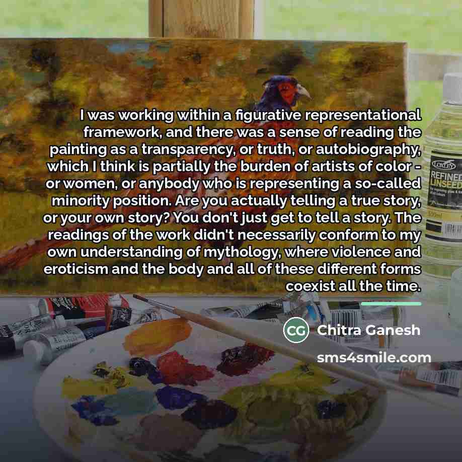 “I was working within a figurative representational framework, and there…” quote by Chitra Ganesh