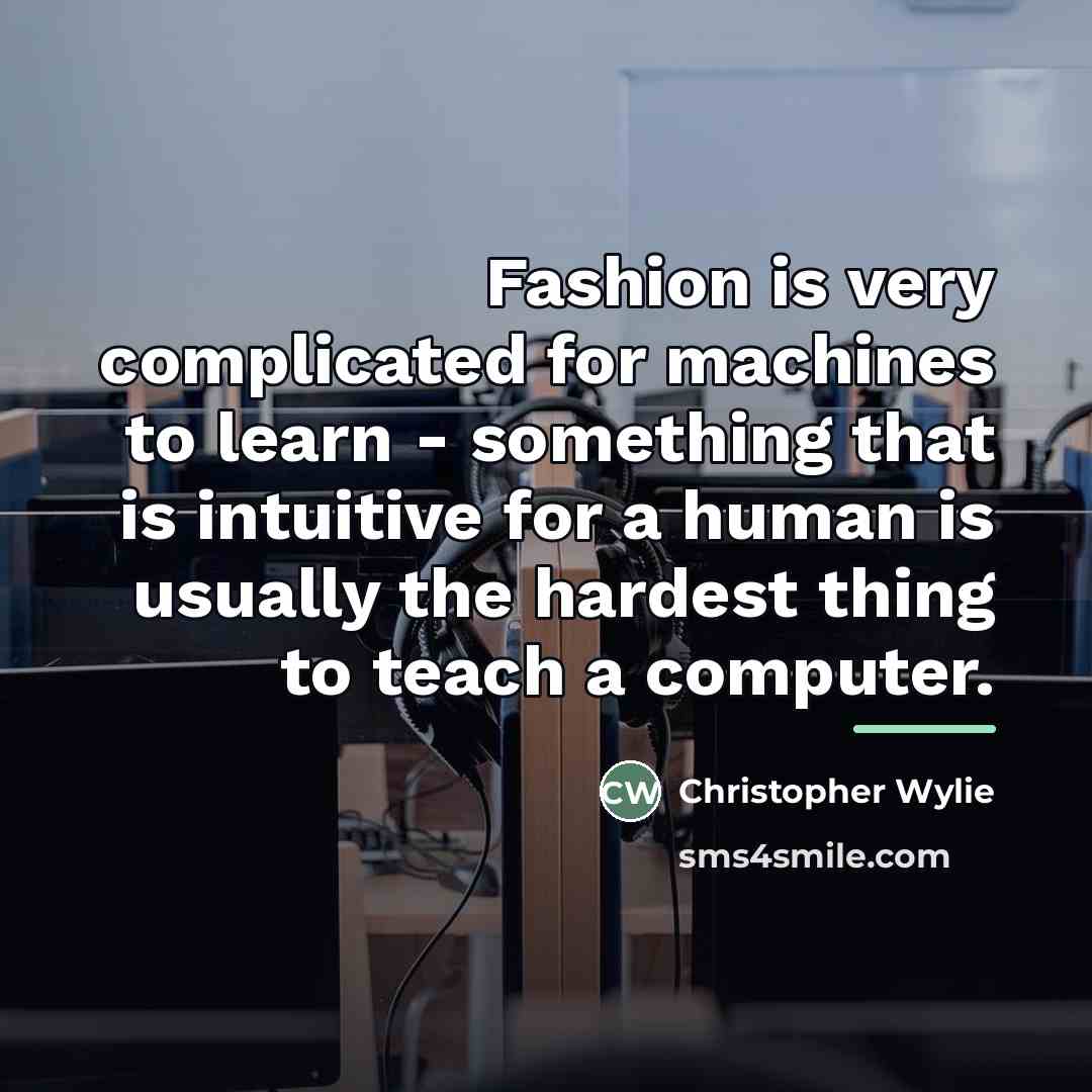 “Fashion is very complicated for machines to learn - something…” quote by Christopher Wylie