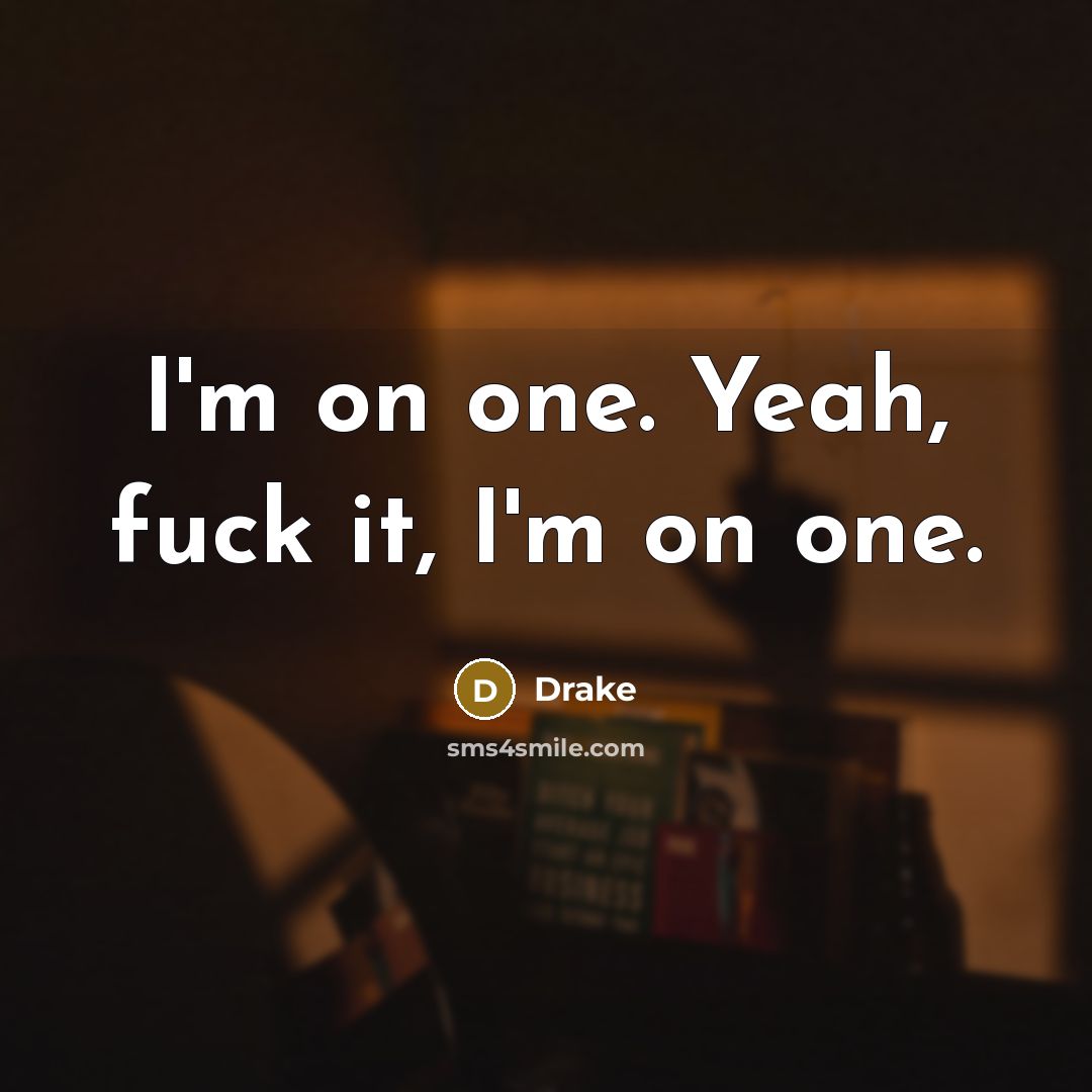 “I'm on one. Yeah, fuck it, I'm on one.…” quote by Drake