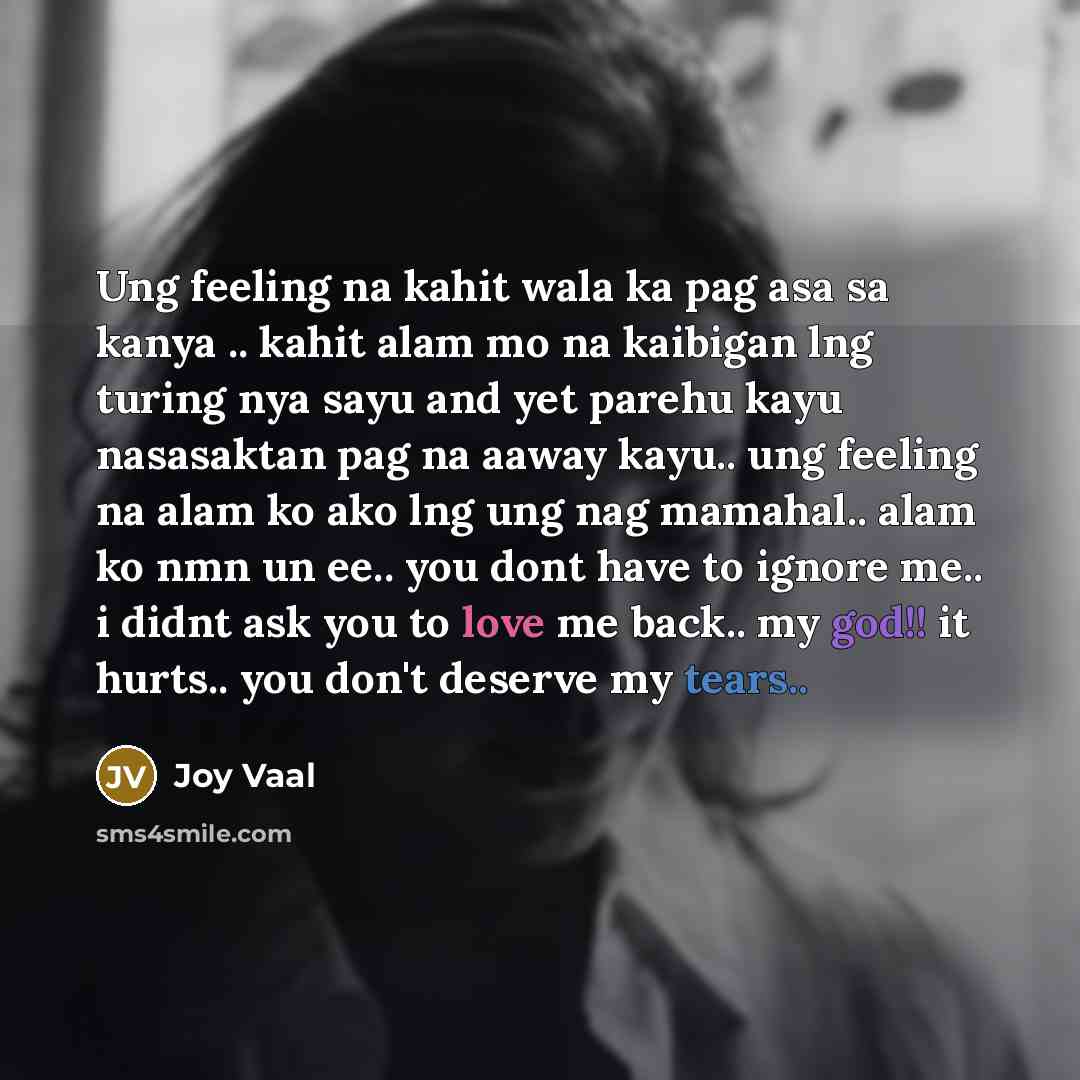 “Ung feeling na kahit wala ka pag asa sa kanya…” quote by Joy Vaal