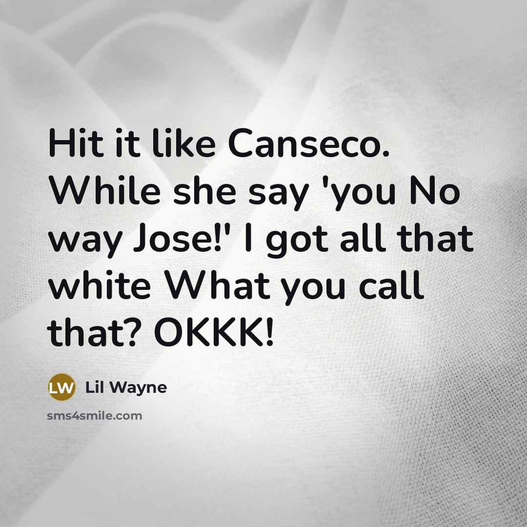 “Hit it like Canseco. While she say 'you No way…” quote by Lil Wayne