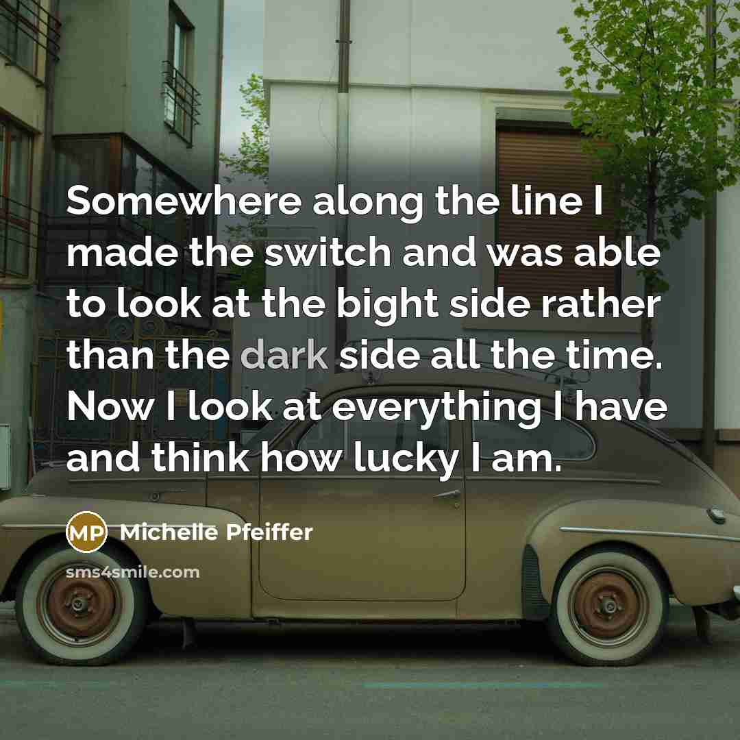“Somewhere along the line I made the switch and was…” quote by Michelle Pfeiffer
