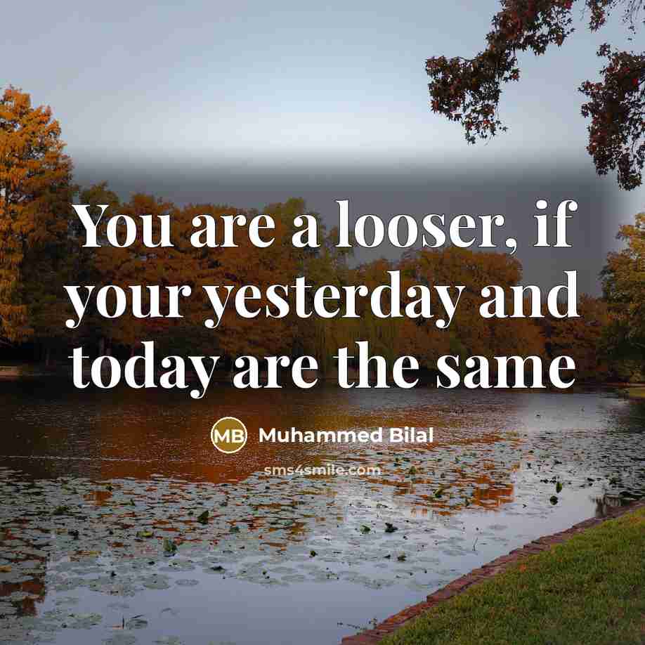 “You are a looser, if your yesterday and today are the same” quote by Muhammed Bilal