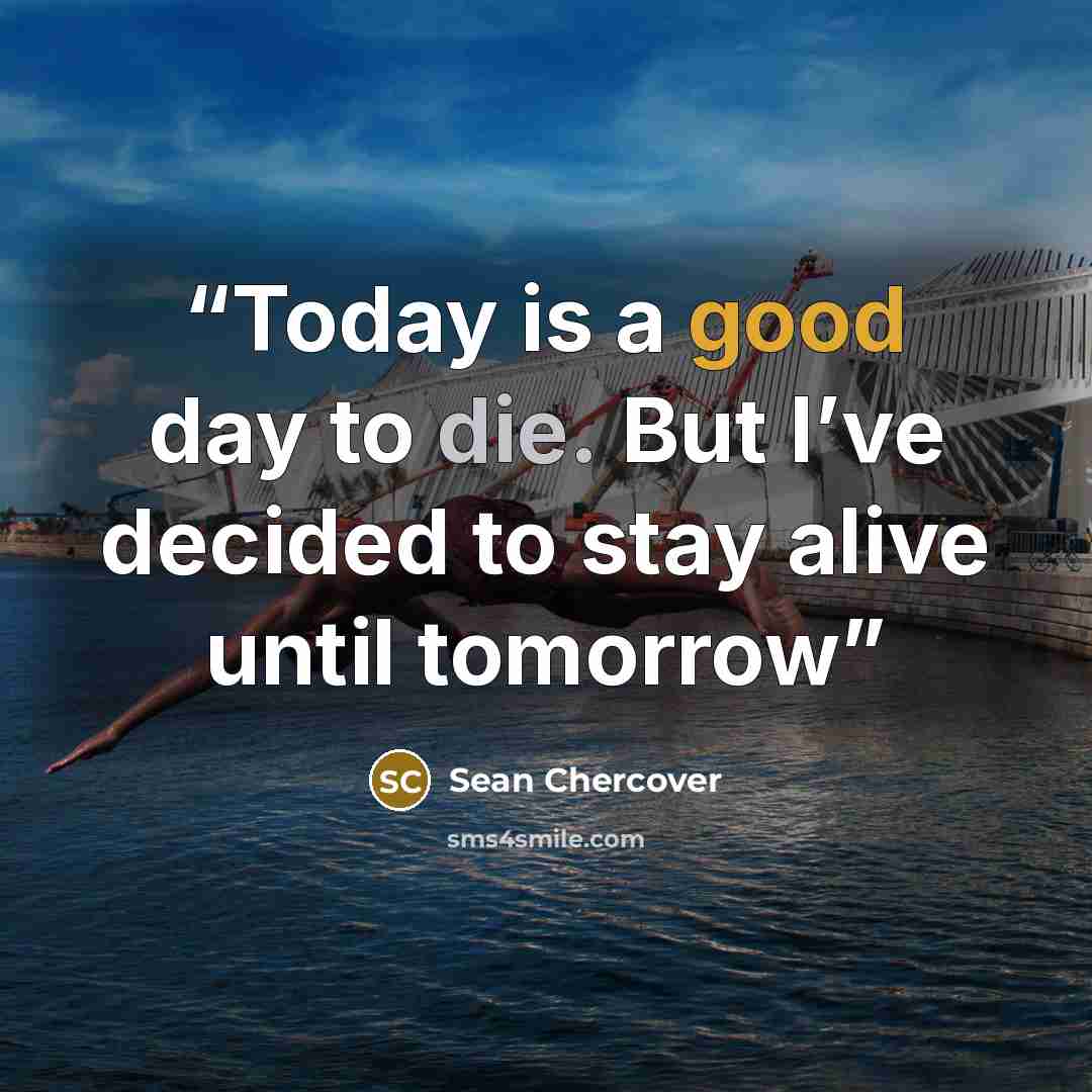 “Today is a good day to die. But I’ve decided to stay alive until tomorrow” quote by Sean Chercover
