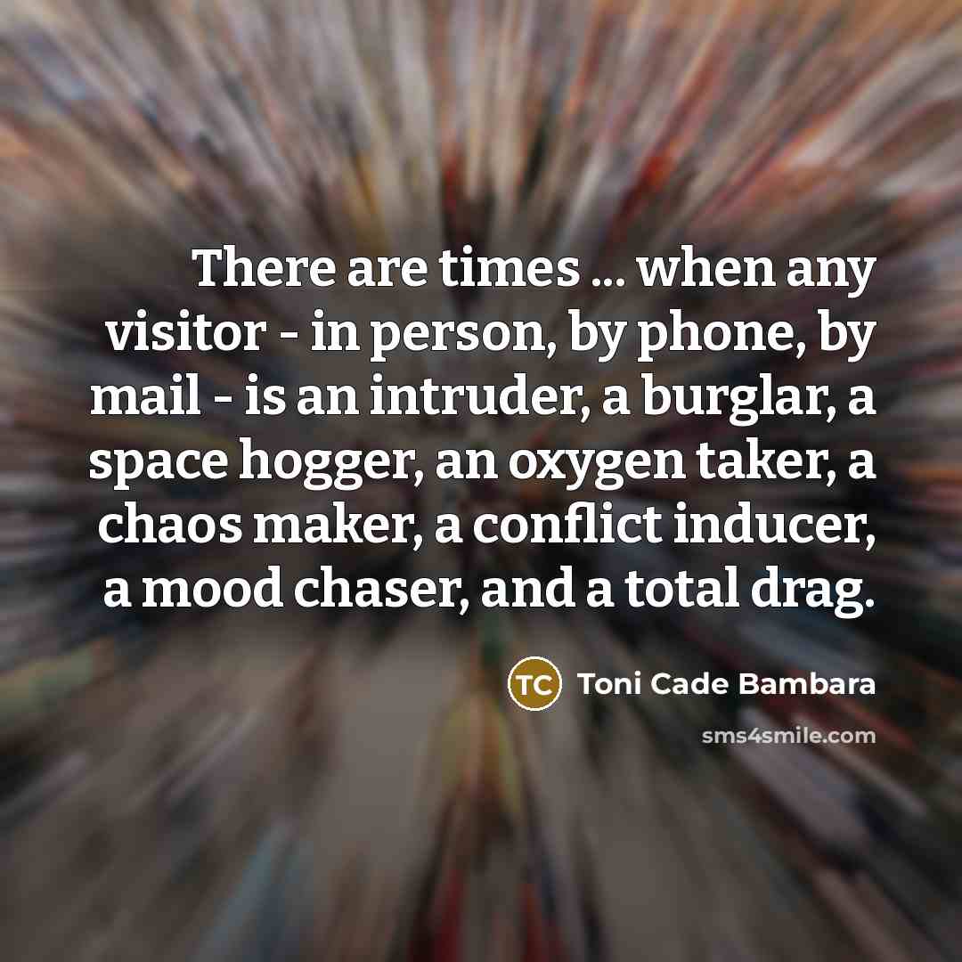 “There are times ... when any visitor - in person,…” quote by Toni Cade Bambara