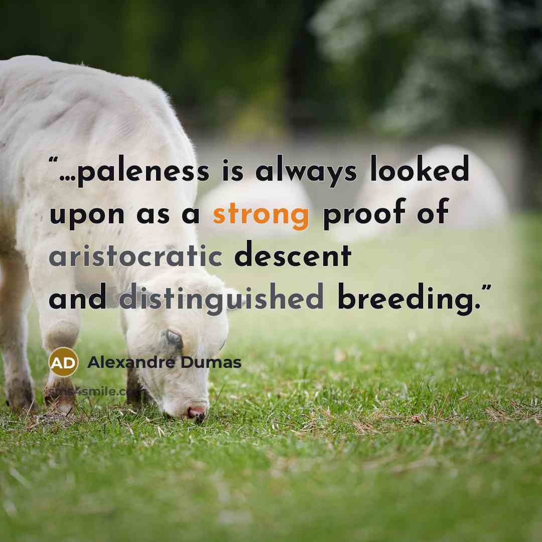 “...paleness is always looked upon as a strong proof of aristocratic descent and distinguished breeding.” quote by Alexandre Dumas