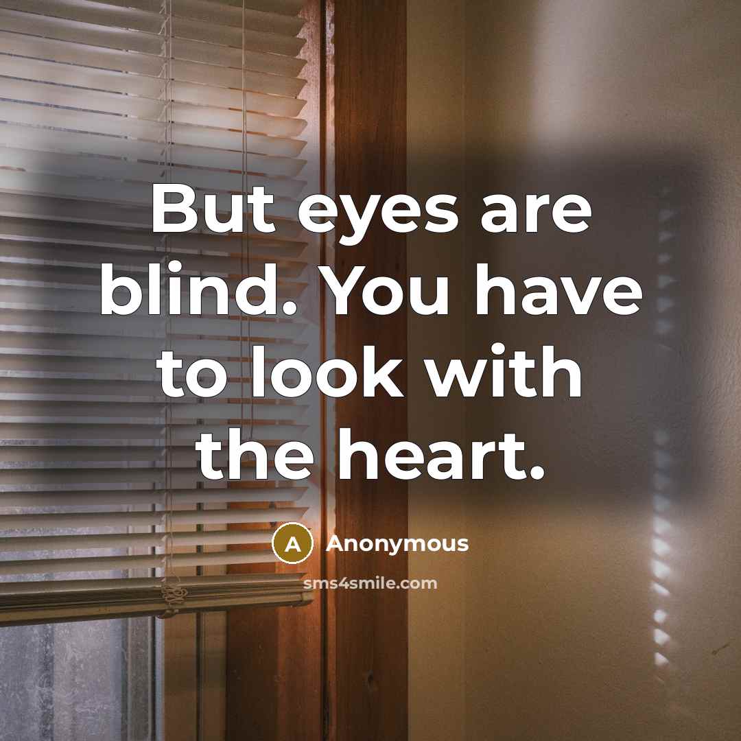 “But eyes are blind. You have to look with the…” quote by Anonymous
