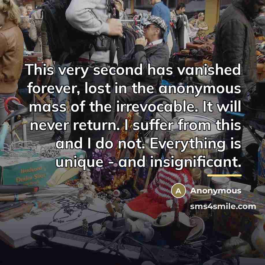 “This very second has vanished forever, lost in the anonymous…” quote by Anonymous