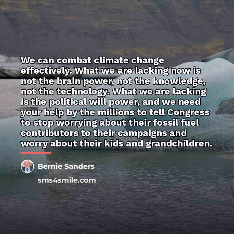 “We can combat climate change effectively. What we are lacking…” quote by Bernie Sanders