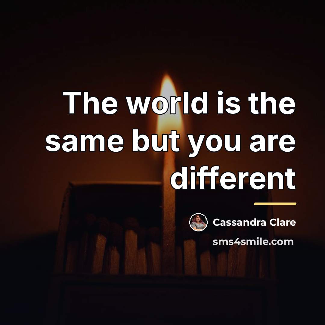 “The world is the same but you are different…” quote by Cassandra Clare