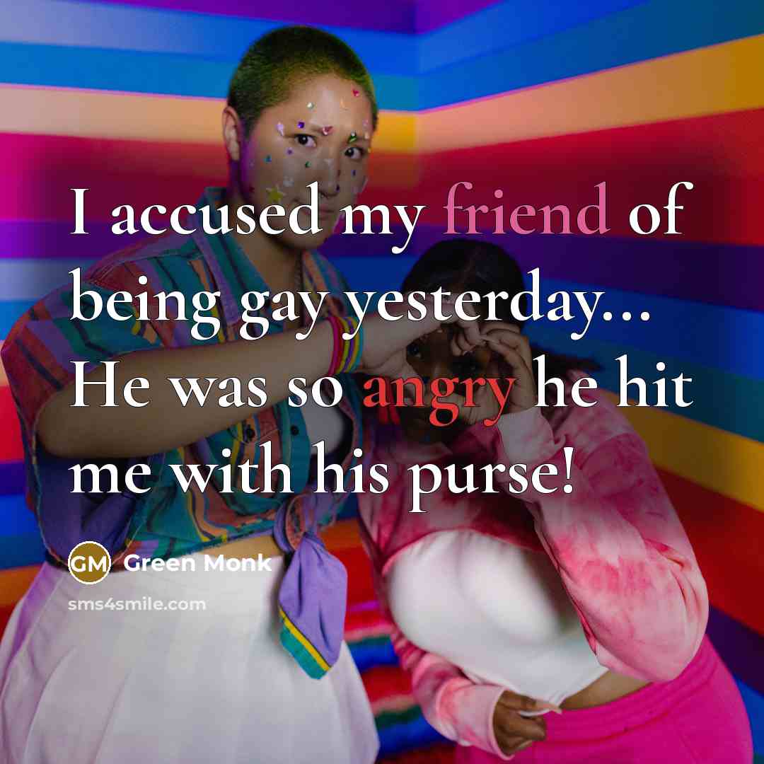 “I accused my friend of being gay yesterday... He was…” quote by Green Monk