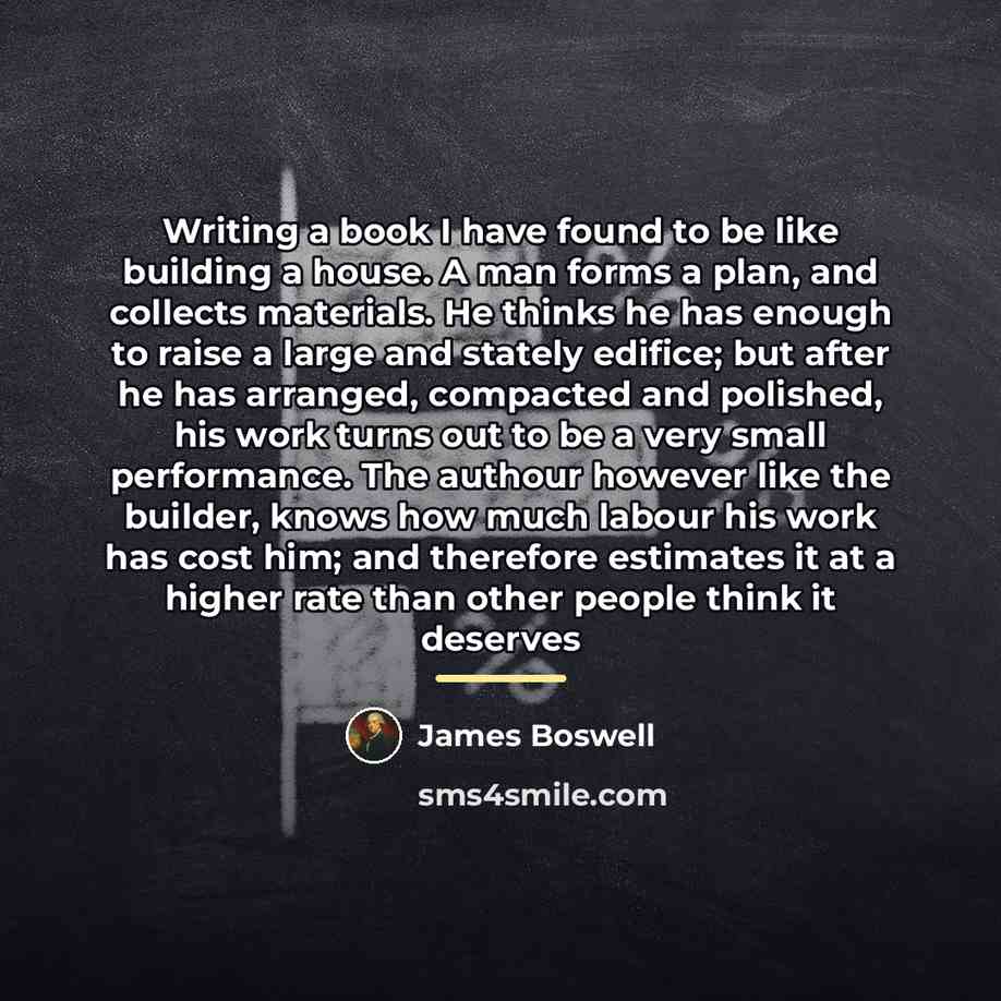 “Writing a book I have found to be like building…” quote by James Boswell