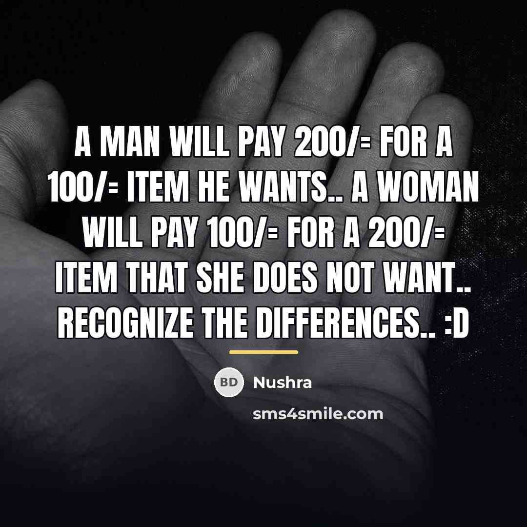 “A man will pay 200/= for a 100/= item he…” quote by Nushra
