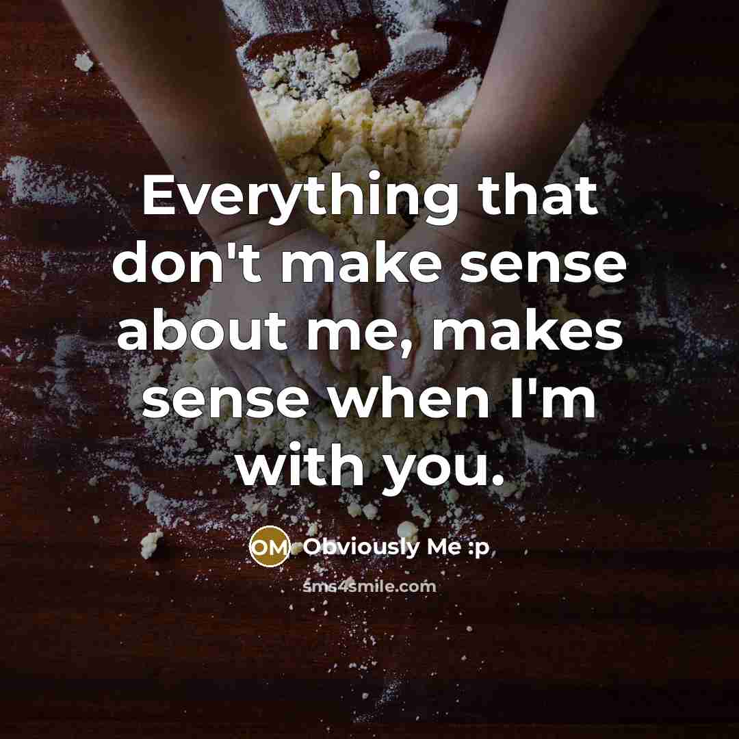 “Everything that don't make sense about me, makes sense when I'm with you.” quote by Obviously Me :p