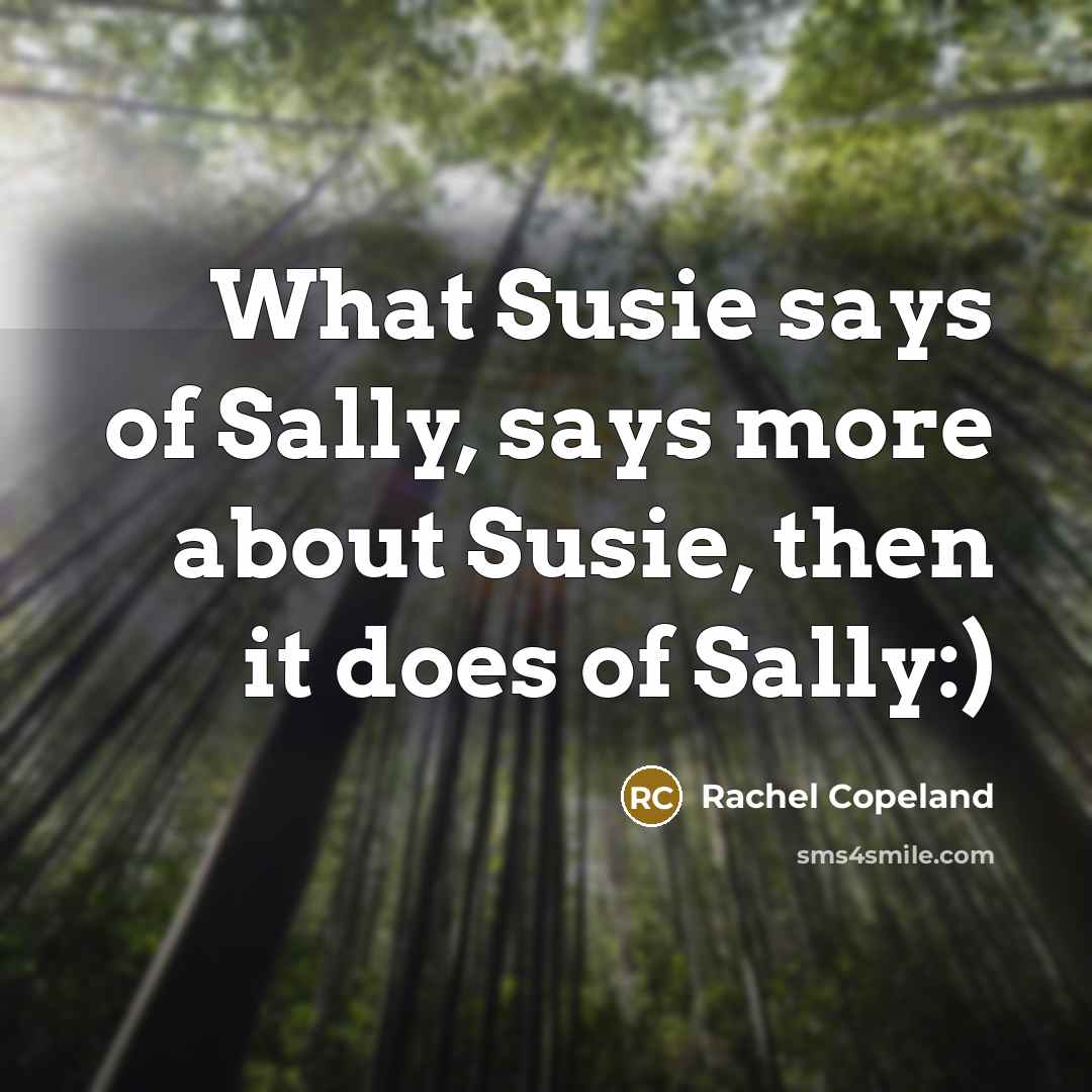 “What Susie says of Sally, says more about Susie, then…” quote by Rachel Copeland