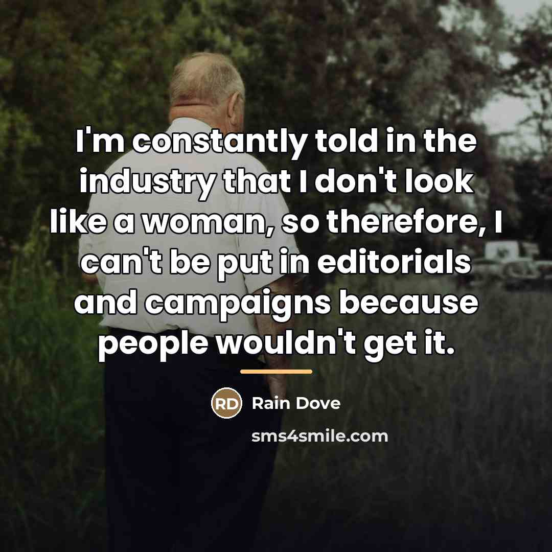 “I'm constantly told in the industry that I don't look…” quote by Rain Dove